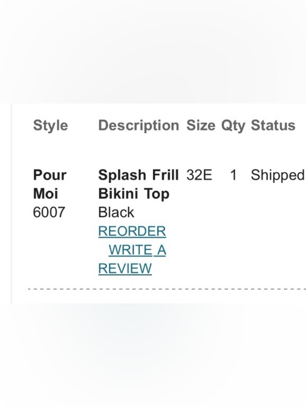 Pour Moi Splash Frill Bikini Top Black Bra Sized 32E (32DDD US) NO SIZE TAG - Picture 5 of 5
